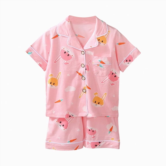 Splozh Kids Matching Pajamas Girls Pajamas Summer Toddler Girl Pajamas Sets Girls' Cute Sleepwear Pjs,Pink,7-8 Years