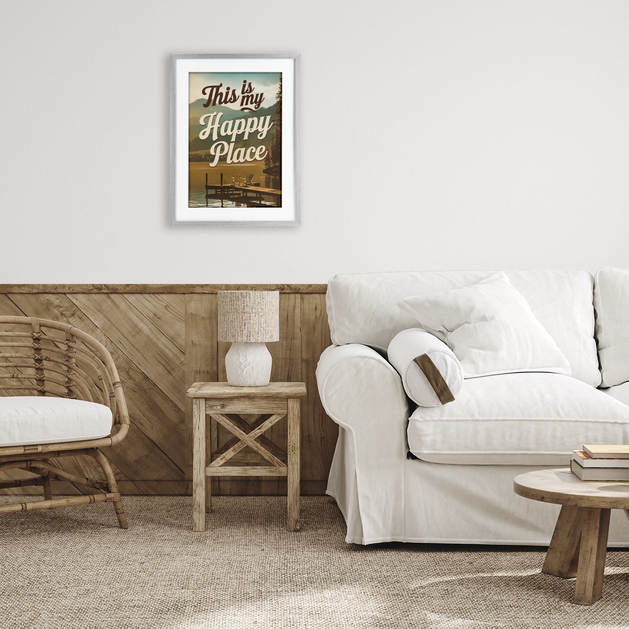 Stupell Industries Vintage My Happy Place Gray Framed Print Under Glass, design by Andreas Magnusson