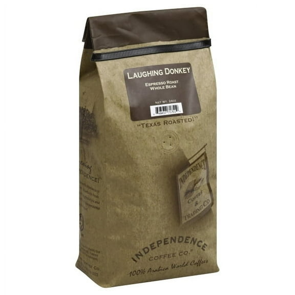 Independence Coffee Laughing Donkey Espresso Roast Whole Bean coffee.  24 oz bag.