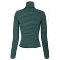 thumbnail image 4 of MixMatchy Women's Tight Fit Lightweight Solid/Stripe Long Sleeves Turtle Neck Top, 4 of 5