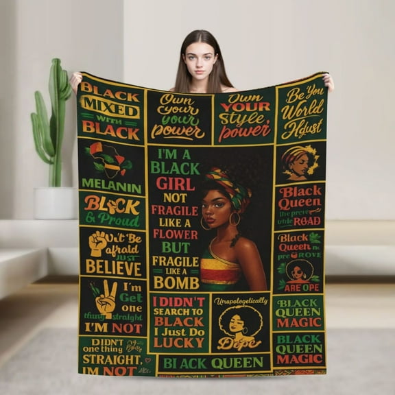 African American Birthday Gifts for Women, Birthday Black Lady Women Girl Positive Blanket 50x40