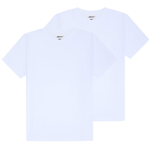 ellesse Camiseta para hombre paquete de 2 - ACCIANO, manga corta, cuello redondo, logotipo, algodón, liso Blanco 2XL (XX-Large)