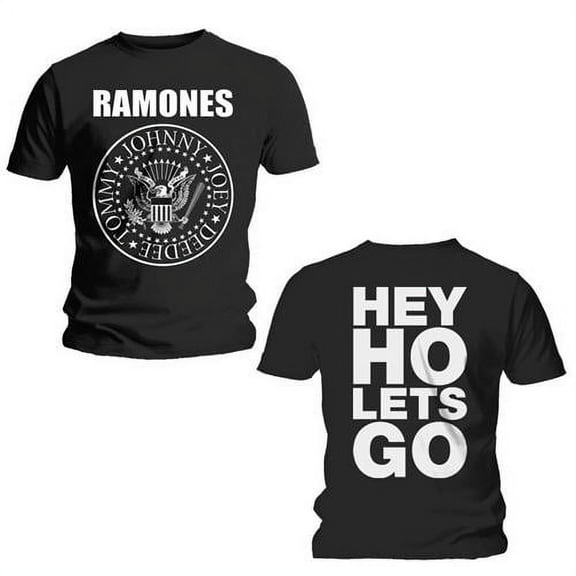 Ramones Unisex T-Shirt Hey Ho (Front & Back) (Back Print) (X-Large)
