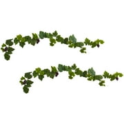 Nearly Natural 6ft. Grape Leaf Deluxe Garland with Grapes (Set of 2), Green