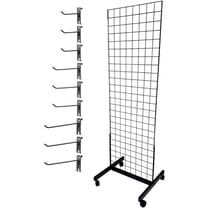 Only Hangers Black 2' x 6' Heavy Duty Commercial Grade Portable Gridwall Art Display Panel (KIT with Combo Hook Set)