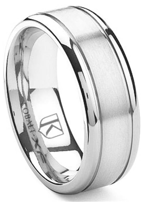 Cobalt Xf Chrome 8MM Double Grooves Wedding Band Ring Sz 11.0