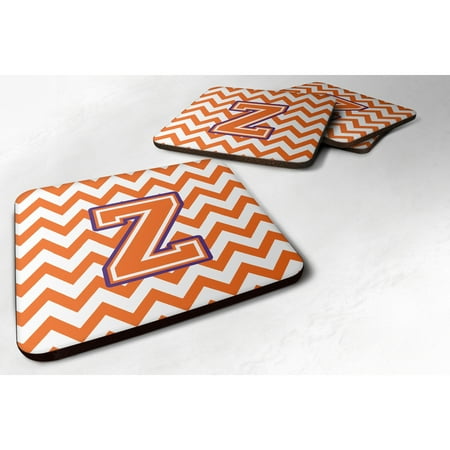 

Carolines Treasures CJ1062-ZFC Letter Z Chevron Orange and Regalia Foam Coaster Set of 4 3 1/2 x 3 1/2 multicolor