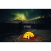 Tent Camping Winter Northern Lights Mile 135 Parks Hwy Ak Mt Mckinley Interior Snowshoes PosterPrint