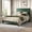Green, variant on Einfach Queen Bed Frame, Velvet Upholstered Platform Bed with Adjustable Headboard, Horizontal Channel Design, Wood Slat Support, No Box Spring Needed, Noise Free, Easy Assembly, Cream White