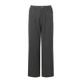 thumbnail image 4 of Womens Juniors High Waist Trousers Cotton Linen Loose Casual Straight Button Cargo Wide Leg Elastic Waist Pants with Pockets for Teen Girls, 4 of 5