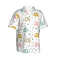 thumbnail image 3 of Xecao Little Elephant print Hawaiian shirt - a stylish short-sleeve button-down for men, perfect for casual beach and tropical outings., 3 of 9
