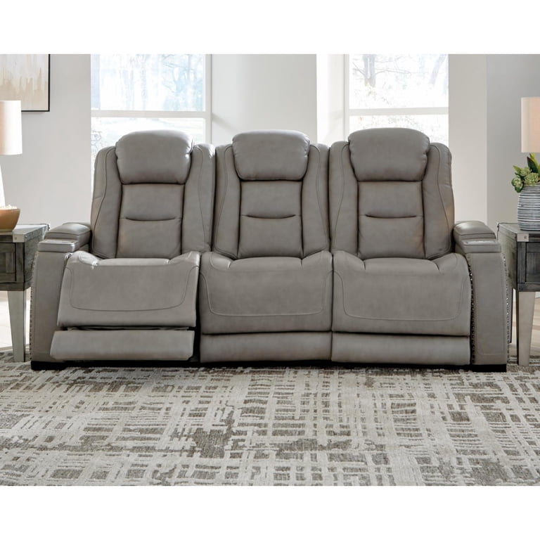 Ashley Furniture Magician Gray Leather Reclining Sofa | Cabinets Matttroy