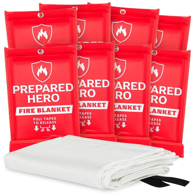 Manta ignífuga Prepared Hero Emergency, fibra de vidrio, 40 x 40 cm, paquete de 8