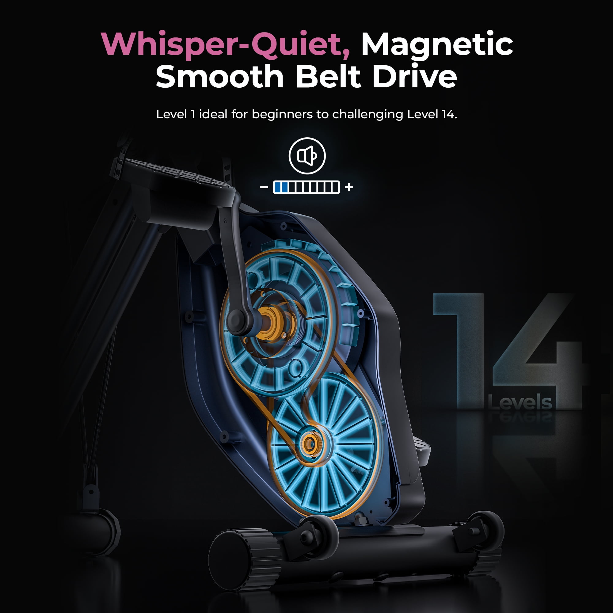 Sunny Health & Fitness Foldable Pink Magnetic Exercise