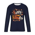 thumbnail image 6 of UVEASISHA Big and Tall Halloween Graphic Tees for Men Novelty Letter Print Long Sleeve T-Shirts Holiday Casual Crewneck Pullover Tops Birthday Gifts Navy XL, 6 of 6