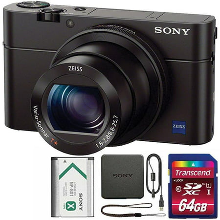 Sony Cyber-shot DSC-RX100 III Built-In Wi-Fi Digital Camera with 64GB SDHC Memory (Best Action Shot Camera For Beginners)