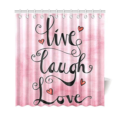 Gckg Pink Shower Curtain Life Quote Polyester Fabric Shower