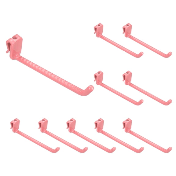 Uxcell 10 Pack Grid Wall Hooks, 4.8 Inch Grid Wall Panel Plastic Utility Hook, Shelf Hooks for Garage Store Warehouse Shop Home Hanging, Pink