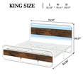 thumbnail image 7 of 4 EVER WINNER King Size LED Bed Frame, White Metal Platform Bed Frame with LED Headboard, Rustic Wood Headboard, No Box Spring Needed, White, 7 of 7