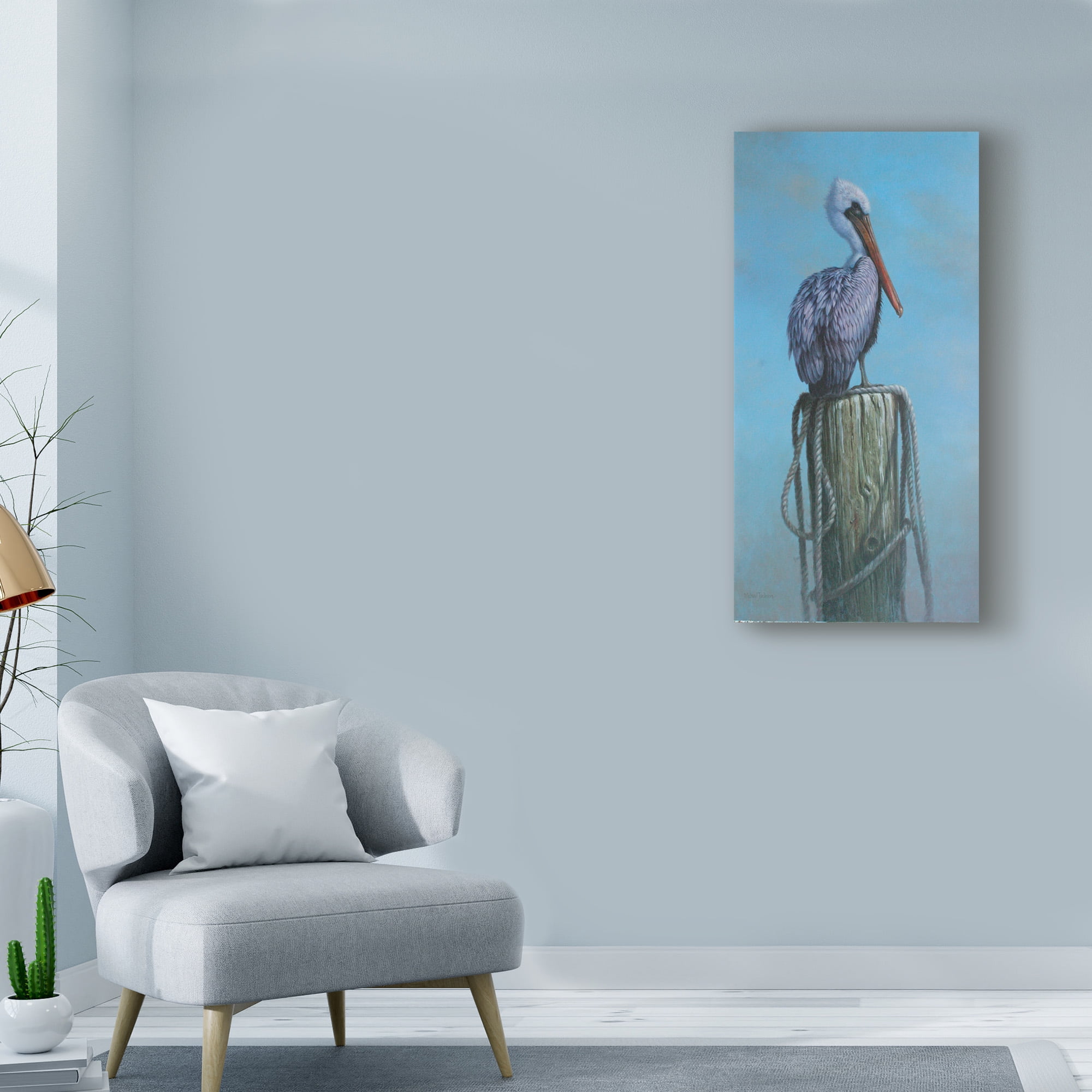 Trademark Fine Art 'Pelican Perch' Canvas Art by Michael Jackson