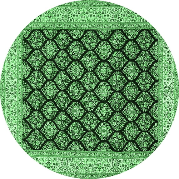 Ahgly Company Indoor Round Persian Emerald Green Traditional Area Rugs, 8' Round