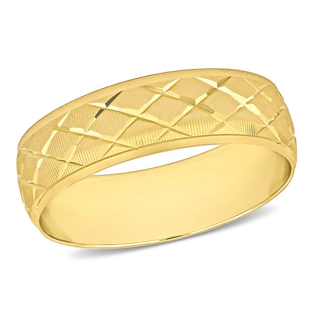 Ladies 6mm Lattice Wedding Band in 14k Yellow Gold