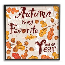 Stupell Industries Fun Autumn Is My Favorite Botanical & Floral Painting Black Framed Art Print Wall Art, 17 x 17