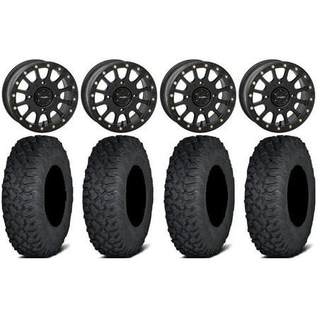 System 3 SB-5 Black 15" Wheels 33" Coyote Tires Can-Am Maverick X3 / Honda Pioneer 1000 / Talon