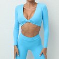 thumbnail image 1 of Top corto Sexy de manga larga para mujer, camisa de Yoga acolchada, camisetas de entrenamiento para Fitness, ropa de gimnasio, camisetas transpirables de secado rápido para correr, verano, 1 of 5