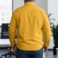 thumbnail image 5 of Hsovts Men's Dress Shirt Regular Fit Solid Business Formal Long Sleeve Button Up Stretch Shirts Big & Tall Yellow 6XL, 5 of 7