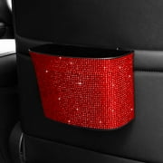 eing Car Trash Can Bling Crystal Auto Storage Pockets,100% Leak Proof Car Trash Container Car Garbage Bag Hanging for Backside/Gearshift/Center Console,Red