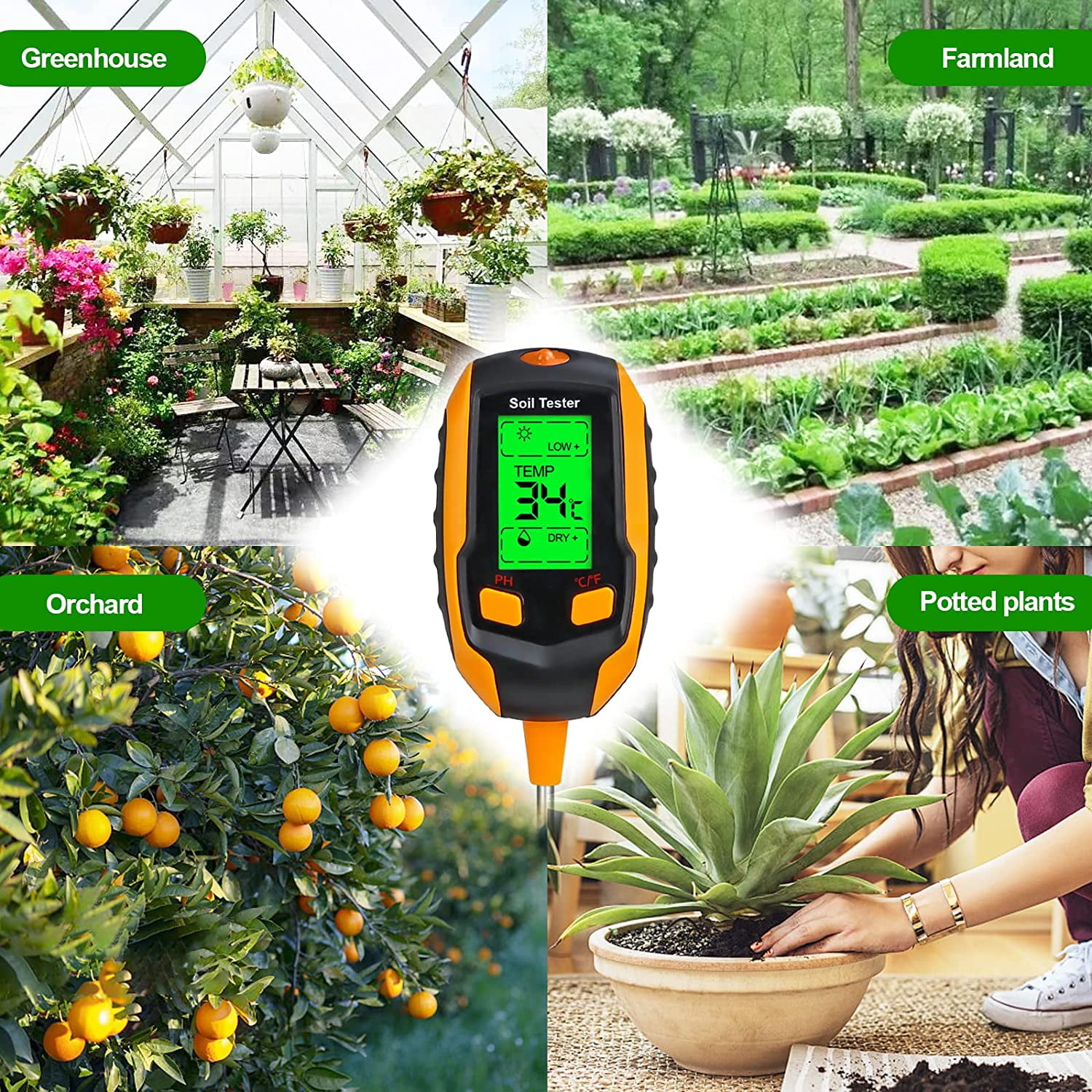 Achetez 4-en-1 Test de Sol PH Mydèremètre Lumière Tester Tester Garden  Plant Flowers Flows Monitor de Chine