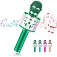 thumbnail image 1 of LAICAIW Microphone Sans Fil Karaoké Microphone Bluetooth avec Lumières LED, Haut-Parleur Micro Sans Fil Portatif 3 en 1 à Main pour la Maison KTV Machine Compatible iOS Android, Jouets Microphone Cadeaux pour Enfants (Vert), 1 of 7