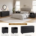 thumbnail image 3 of Aufeile Bedroom Dresser and Nightstand 3 Piece Set, 53" 6 Drawer Wood Dresser & Nightstand Set of 2 with Charging Station, Modern Curved Bedroom Furniture Set, Chest of Drawers, Black, 3 of 11