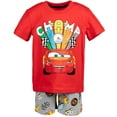 thumbnail image 5 of Disney Pixar Cars Lightning McQueen Toddler Boys Graphic T-Shirt Tank Top French Terry Shorts Set Red/Black 5T, 5 of 5
