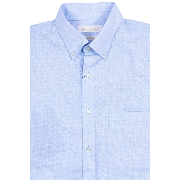 Gold Label Men's Short Sleeve Pocket Shirt Non-Iron Wrinkle-Resistant,  Regular Sizes (Light Indigo 047 Print, Medium, M) - Walmart.com