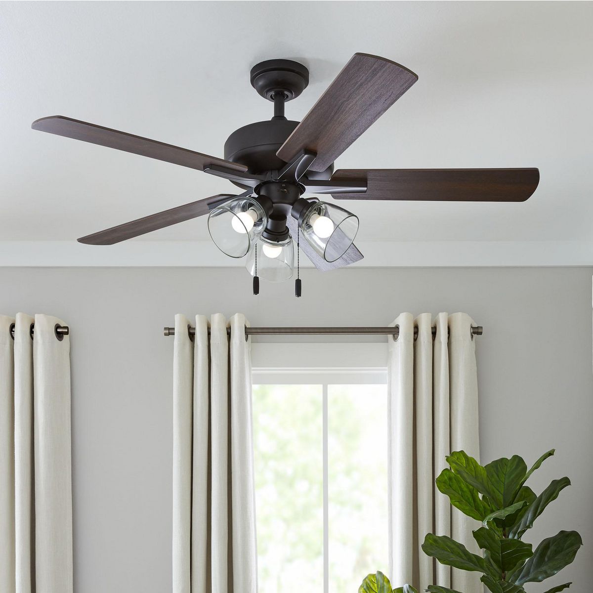 Better Homes & Gardens 52" Bronze Coastal Ceiling Fan, 5 Reversible Blade, 3 LED Bulbs Included - image 4 of 10