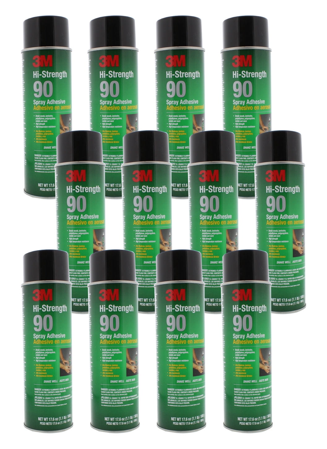 3M 30023 90 HiStrength Clear ContactType Adhesive Spray, 17.6 oz, 12