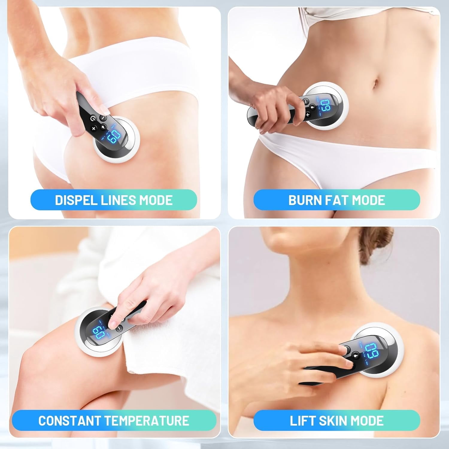 3-in-1 Cordless Body Massager Professional with Red Light and Heat, Handheld Skin Wellness Tool for Home Spa Relaxation, Portable Rechargeable Device for Arms, Legs and Waist