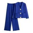 thumbnail image 2 of Roncen Women's Autumn and Winter Knit Open Cardigan and Wide Leg Pants Two-Piece Set, 2 of 6