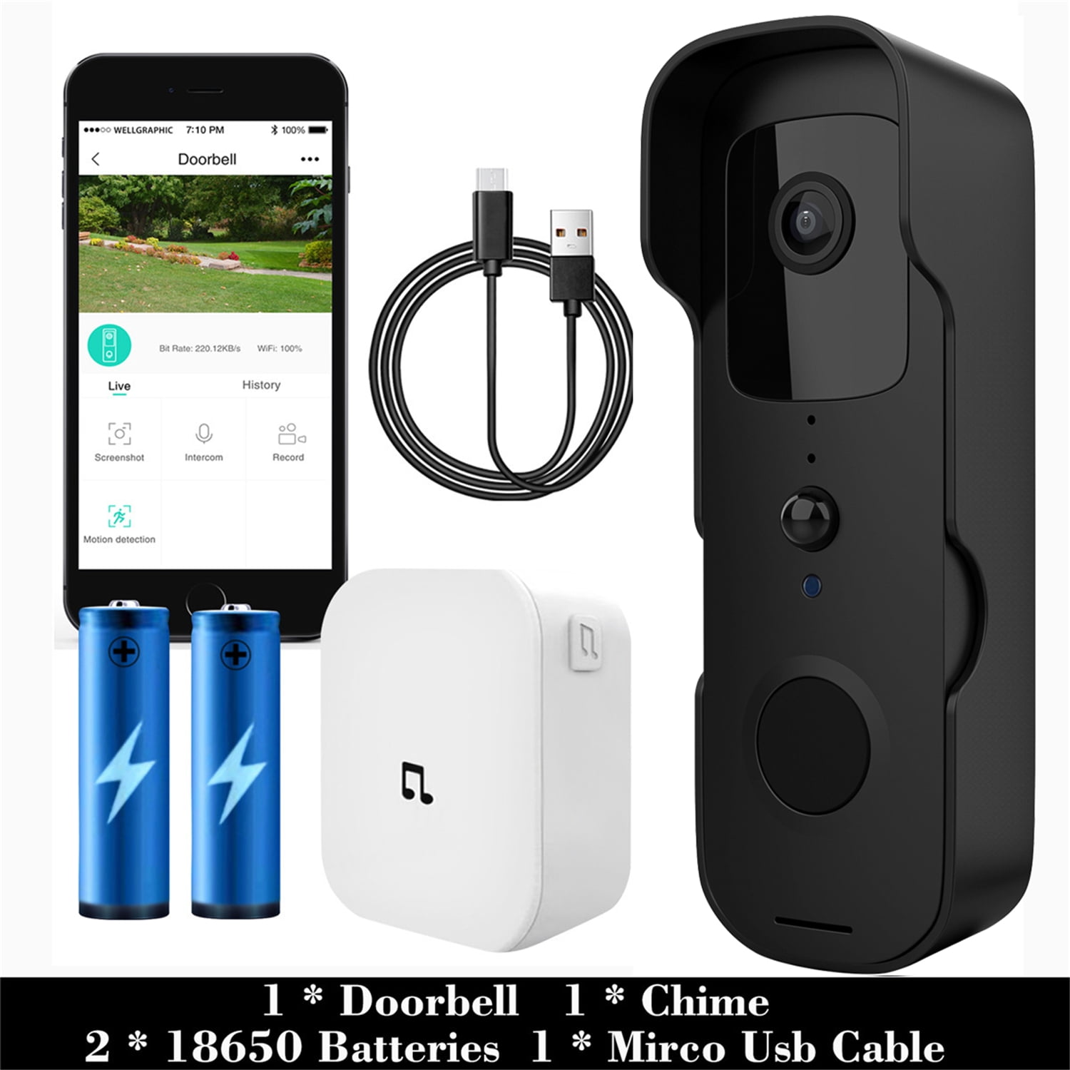 Details about   【32GB Preinstalled】WiFi Video Doorbell，1080P Doorbell Camera with Free Chime