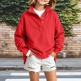 thumbnail image 2 of BLVB Girls Oversized Sweatshirt Kids Fashion Button Stand Collar Pullover Long Sleeve Tops Fall Clothing for 5-15 Years(Red,14-15 Years), 2 of 9