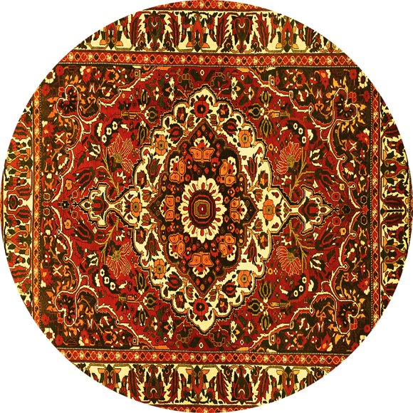 Ahgly Company Indoor Round Persian Yellow Traditional Area Rugs, 3' Round