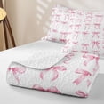 thumbnail image 4 of Manfei Girly Bow Twin Quilt Set For Kids,Pink Ribbon Bowknot Twin Coverlet Set,2-Piece, 4 of 7