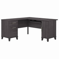 Bush Furniture Somerset 60" L Shaped Desk with Storage, Storm Gray