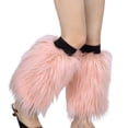 thumbnail image 1 of 35cm Calentadores de piernas peludos Harajuku para mujer, botas de piel sintética peludas y cálidas para invierno, calcetines y puños, 1 of 3