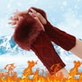 thumbnail image 3 of GZEFJRQM Winter Gloves Knitted Fingerless Gloves for Women Cold Weather Warm Gloves Windproof Elastic Thermal Texting Gloves with Fur Guantes Christmas Gifts, 3 of 5