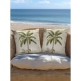 thumbnail image 5 of Outdoor Pillows Waterproof, Coastal Palm Tree Throw Pillows with Inserts Included, Vintage Brown Tropical Botanical Indoor Outdoor Decorative Lumbar Pillow for Bed/Couch/Patio 18"x18", 2Pcs, 5 of 8