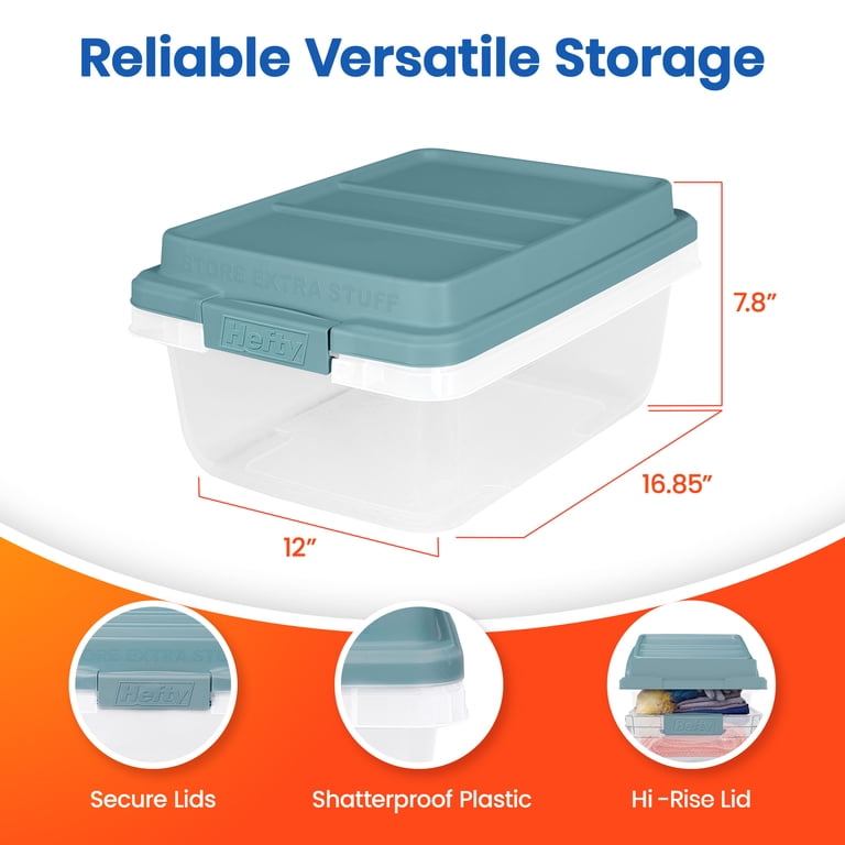 Hefty 18 Qt Stackable Plastic Storage Bins with Lids, 8 Pack
