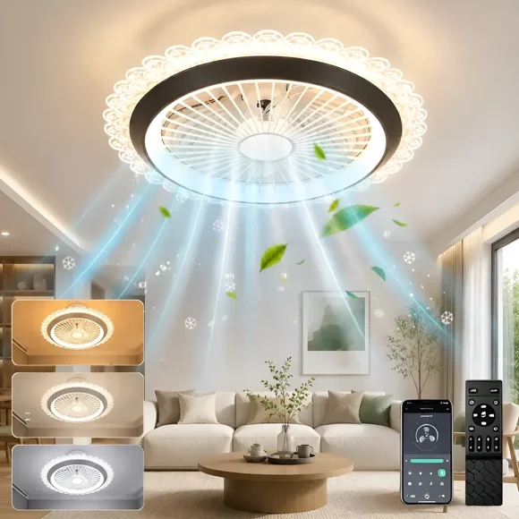 Ventilador De Techo De Flor Con App Y Control Remoto Y Led